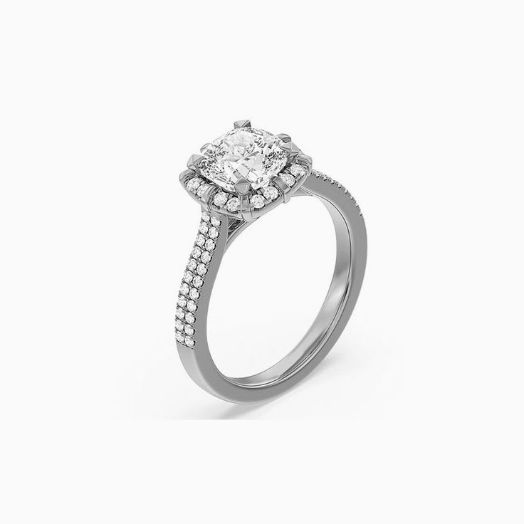 Lab Grown Cushion Halo Diamond Engagement Ring
