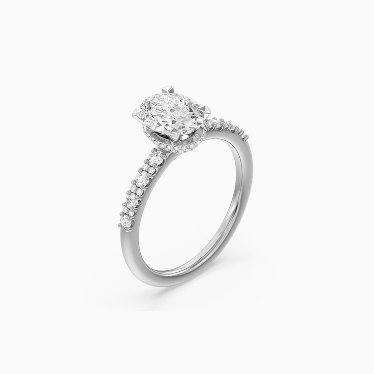 Oval Lab Diamond Hidden Halo Engagement Ring