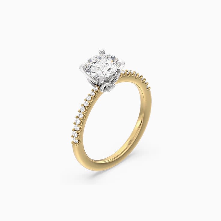 Lab Grown Floral Round Diamond Engagement Ring