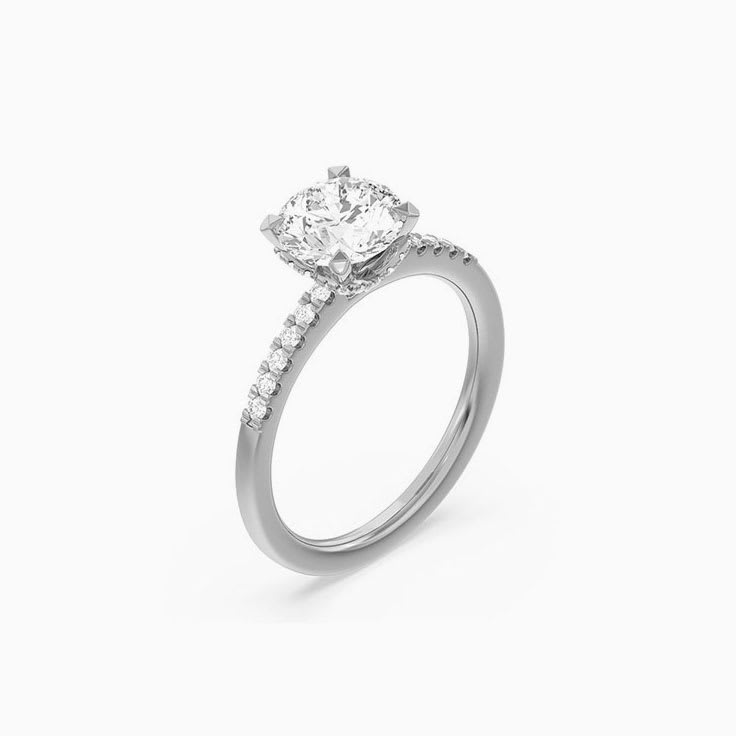 Womens Lab Grown Round Diamond Engagement Ring