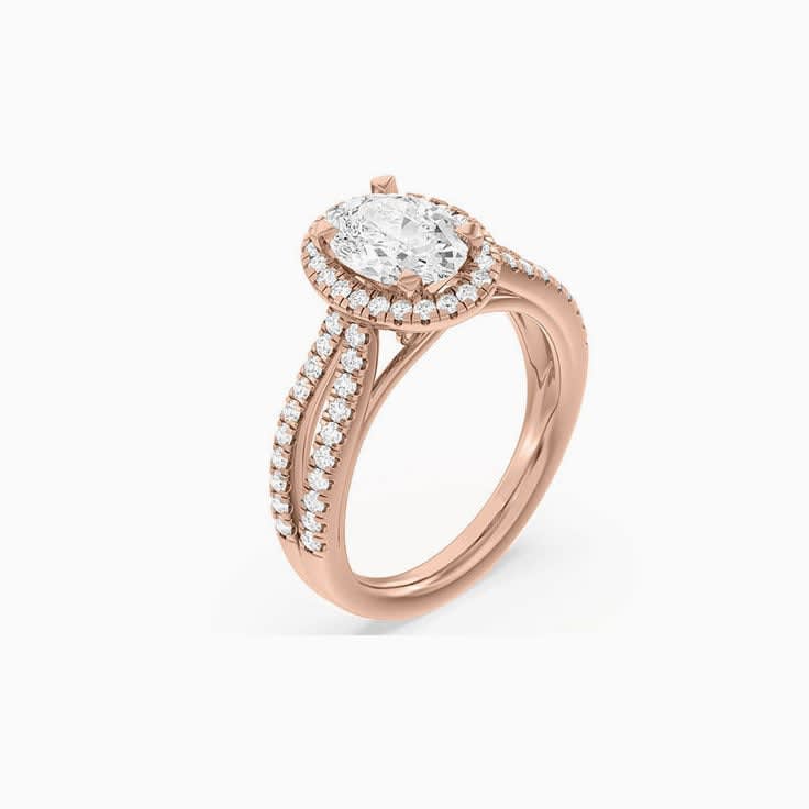 Lab Diamond Halo Engagement Ring With Oval Stone