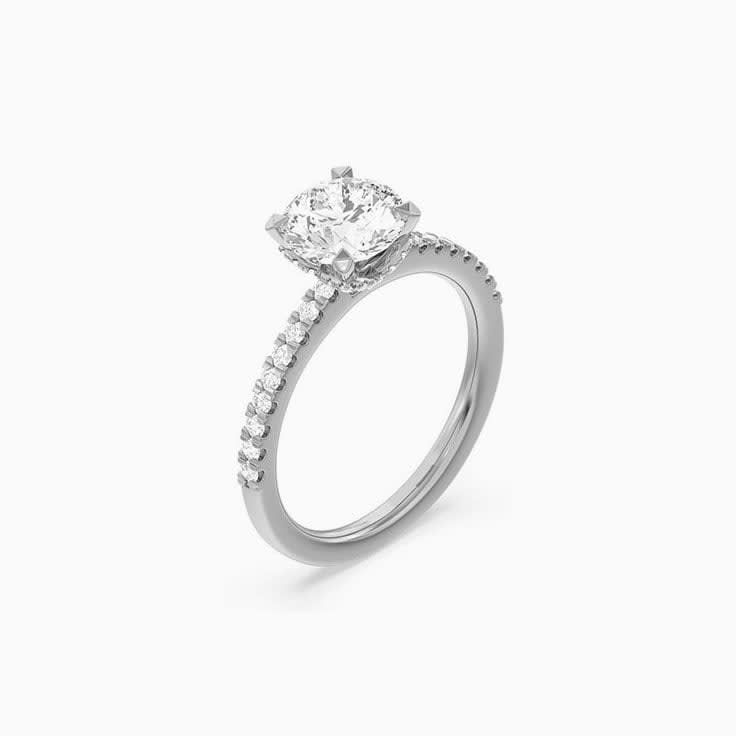 Womens Round Lab Diamond  Engagement Ring