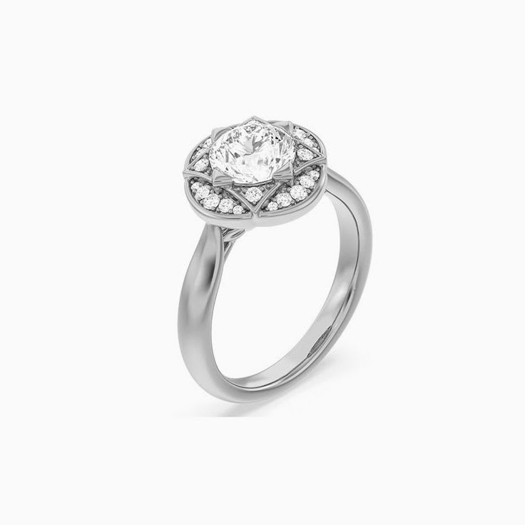 Womens Lab Diamond Floral Engagement Ring