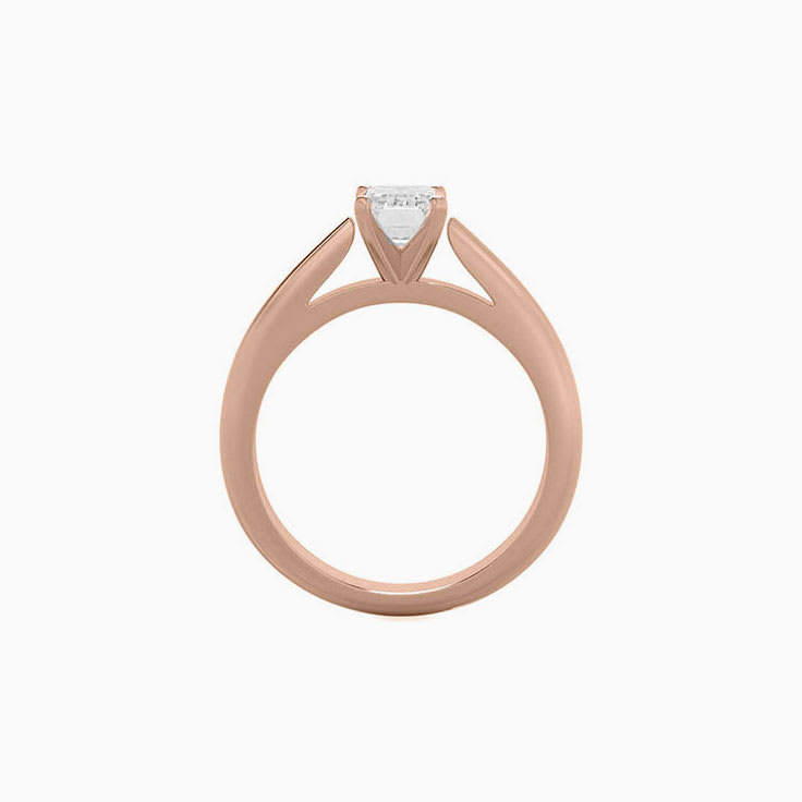 Emerald cut on a solid plain band