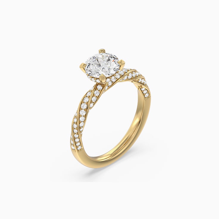 Twisted band round diamond engagement ring