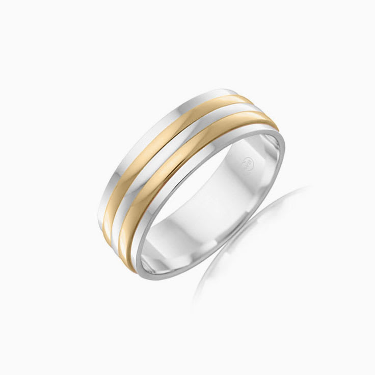 5mm Two Tone Twin Mens Wedding Band