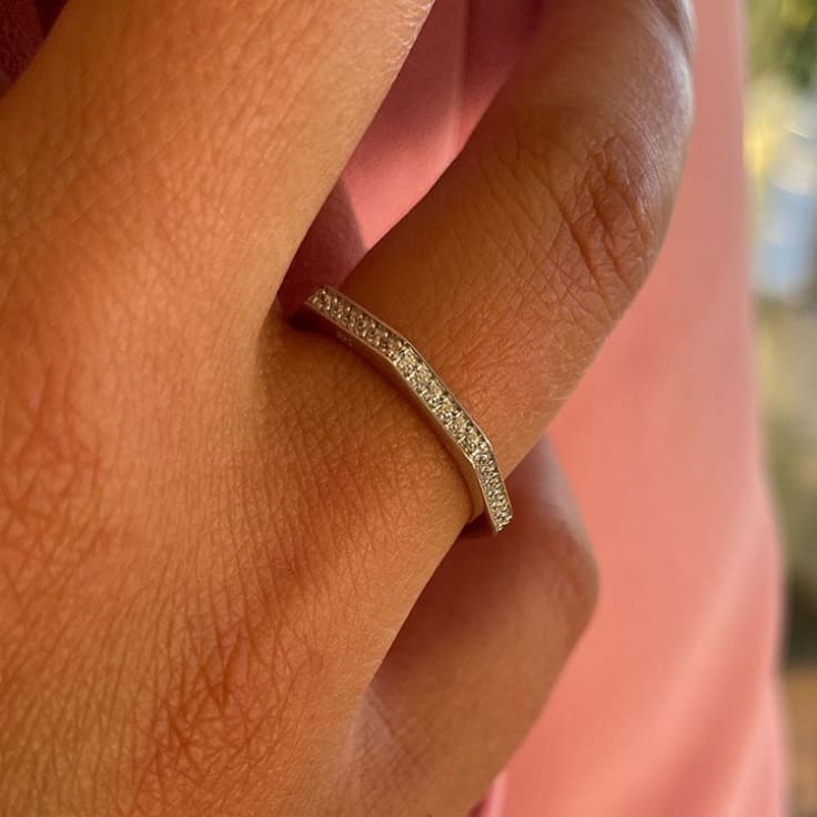 Octagon diamond wedding band