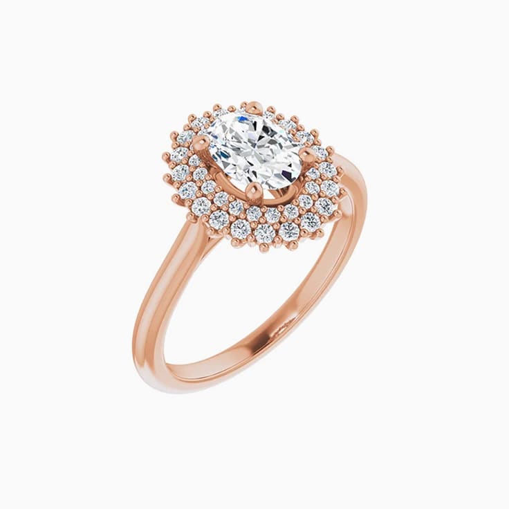 Double halo oval engagement ring