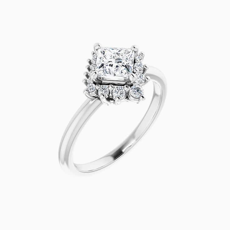 Unusual princess cut engagement ring