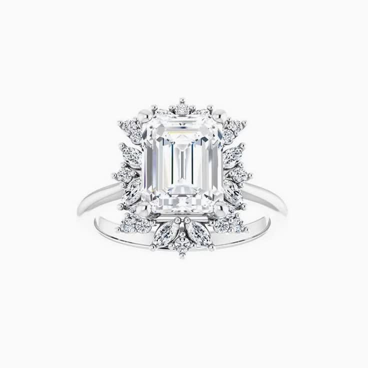 Custom made emerald cut engagement ring