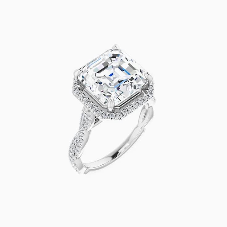 2ct lab asscher cut on a diamond band