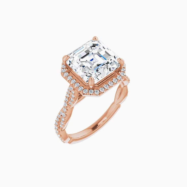 2ct lab asscher cut on a diamond band