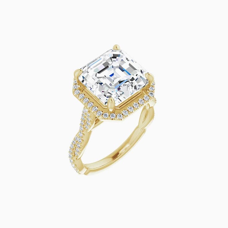 2ct lab asscher cut on a diamond band