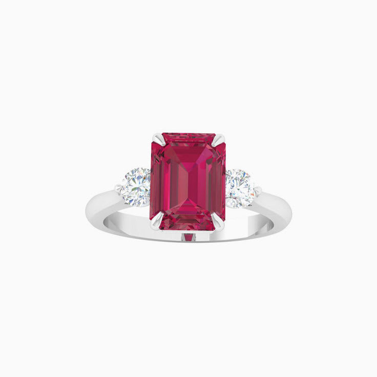 Ruby Trilogy Engagement Ring