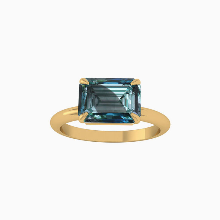 Lab Teal Sapphire Ring