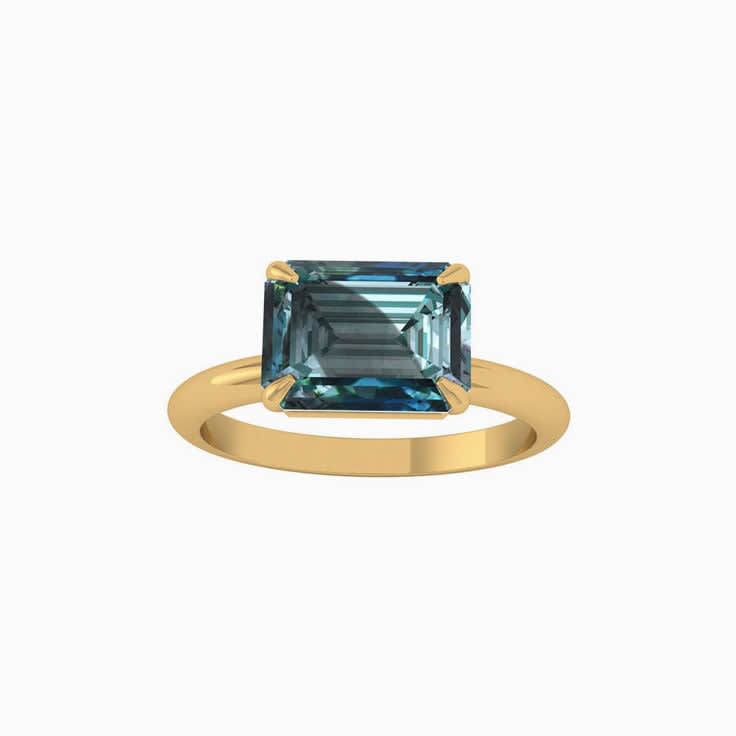 Lab Teal Sapphire Ring