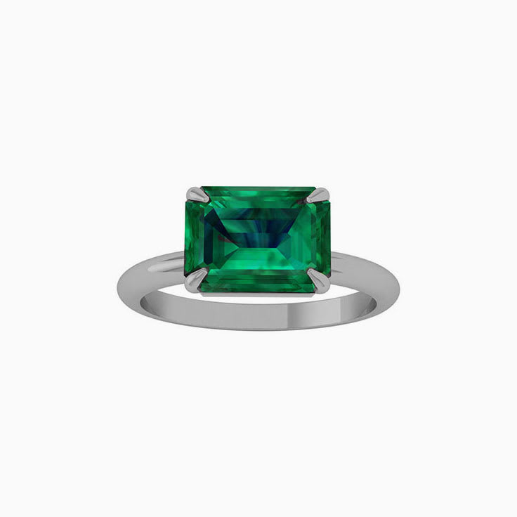 Bezel Set Green Emerald Ring