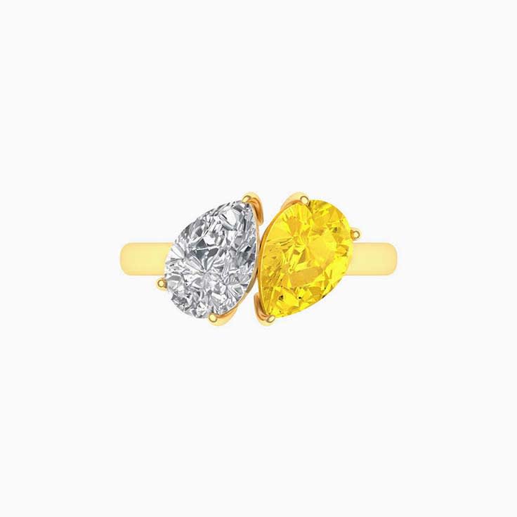 Yellow And White Diamond Lab Engagement Ring