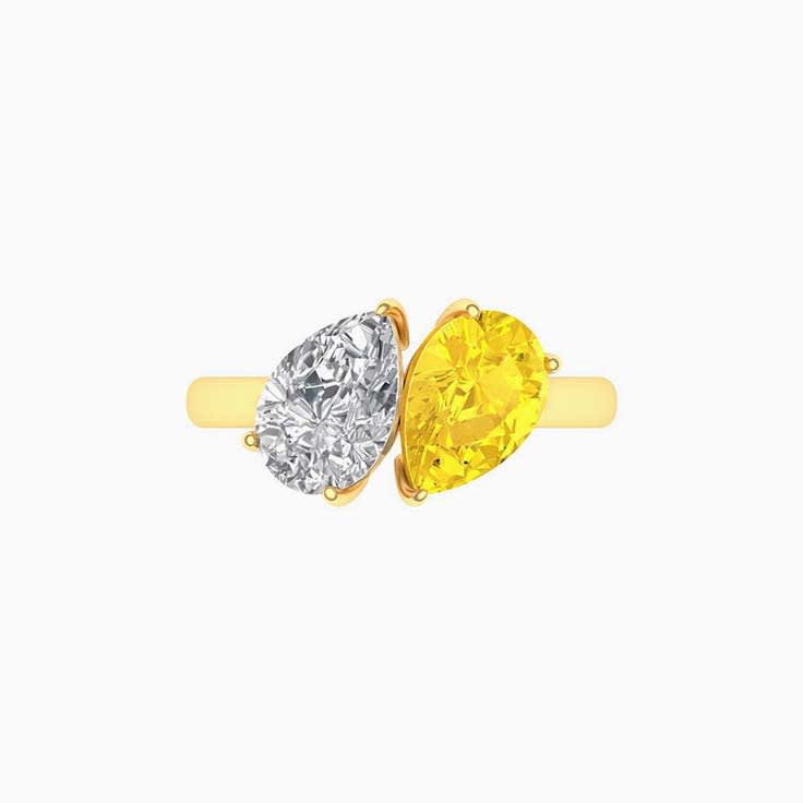 Yellow And White Diamond Lab Engagement Ring
