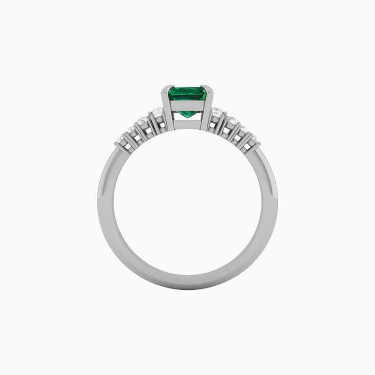 Lab Green emerald and diamond engagement ring