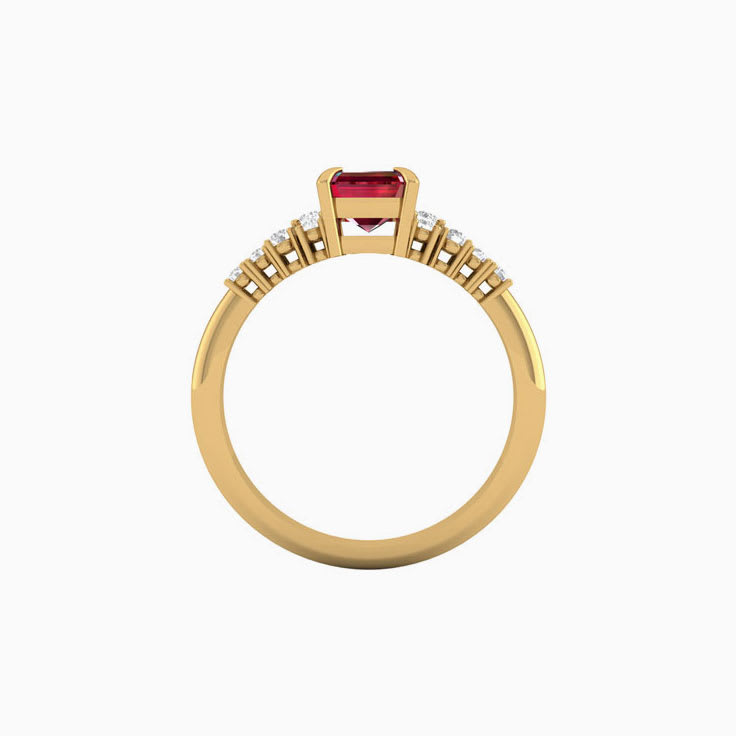 Lab Ruby and diamond engagement ring