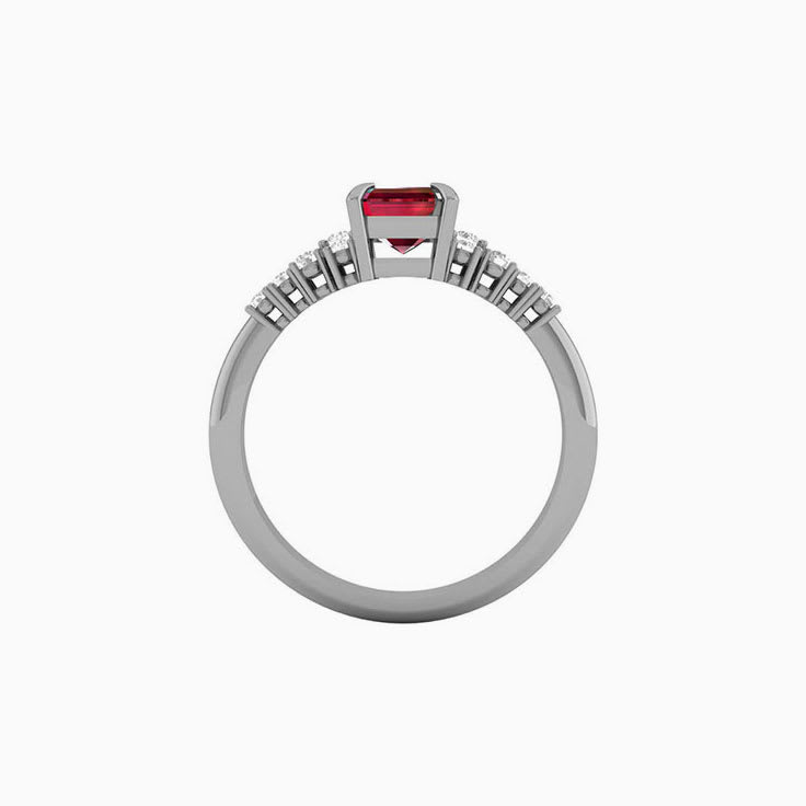 Lab Ruby and diamond engagement ring