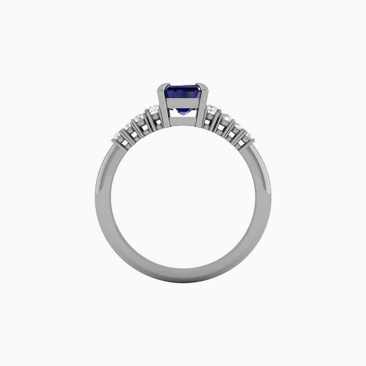 Lab blue sapphire and diamond engagement ring