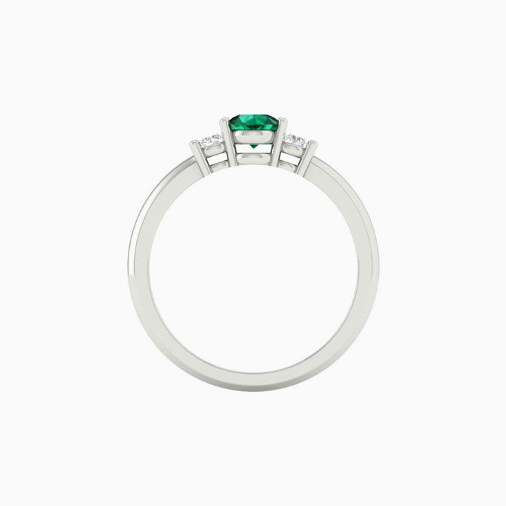 Petite Green Emerald And Diamond Trilogy Ring
