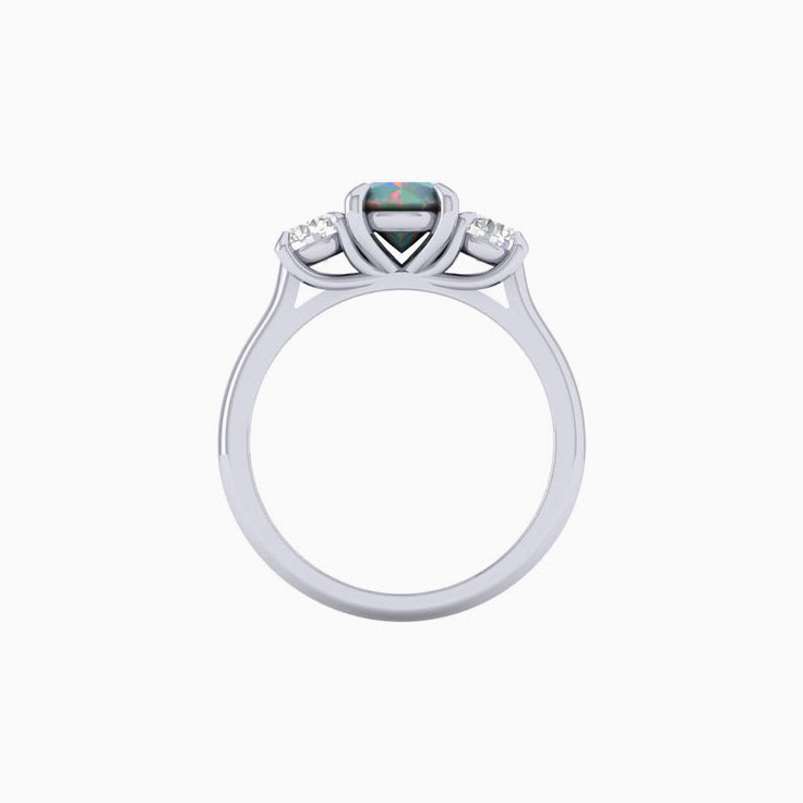 Opal with diamond trilogy ring