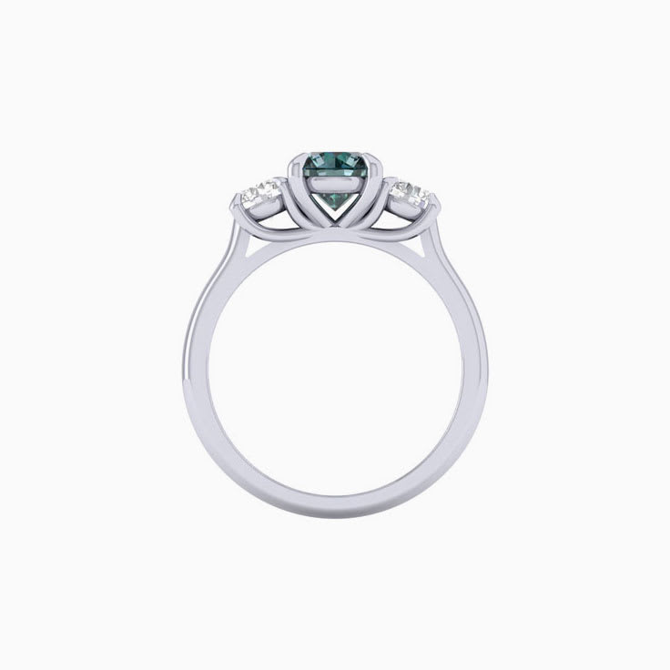 Teal Sapphire trilogy ring