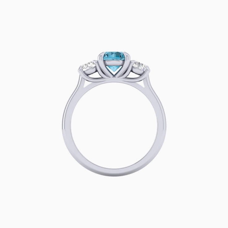 Blue topaz with diamond trilogy ring