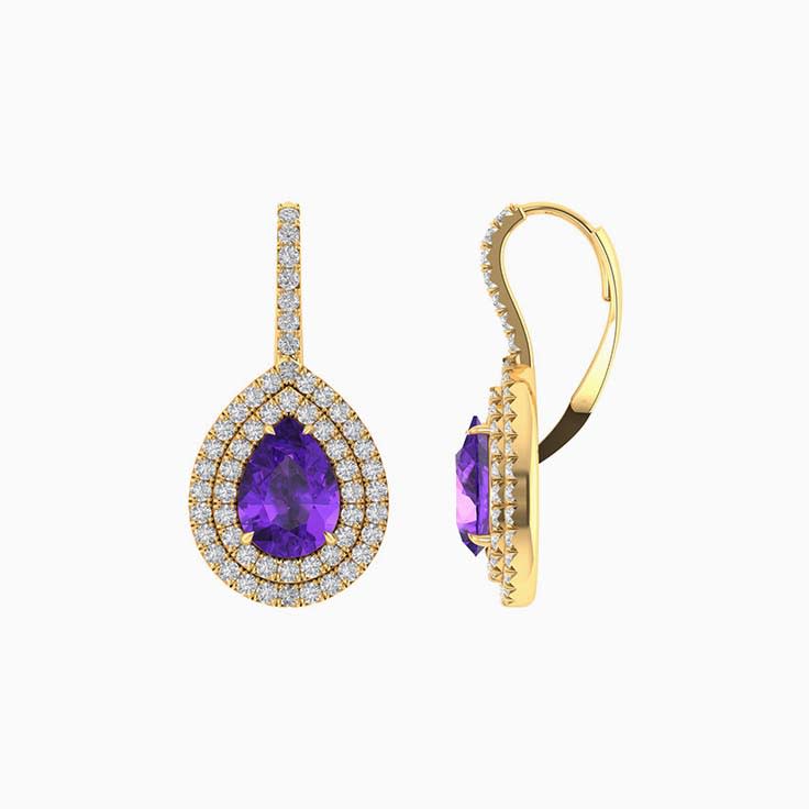 Amethyst with lab double halo earrings