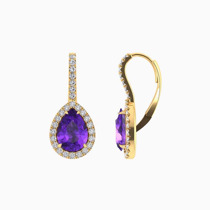 Amethyst drops with lab diamonds