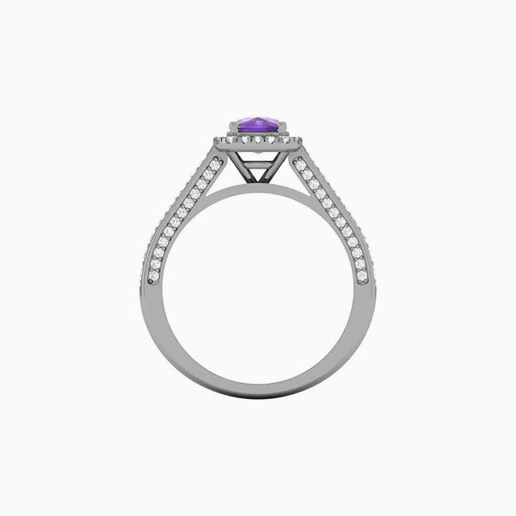 Cushion cut amethyst with lab diamonds