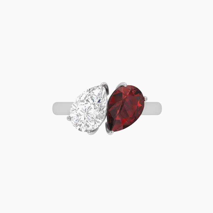 Lab pear diamond and garnet