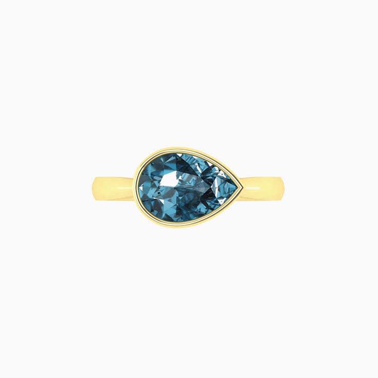 Pear shape London blue topaz ring