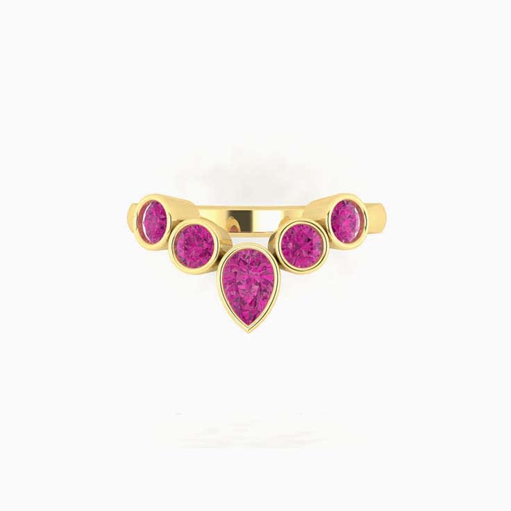Bezel set Ruby tiara ring