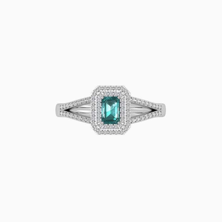 Emerald Cut Alexandrite And Diamond Ring