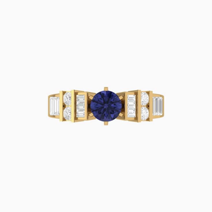Tanzanite With Round And Baguette Diamond