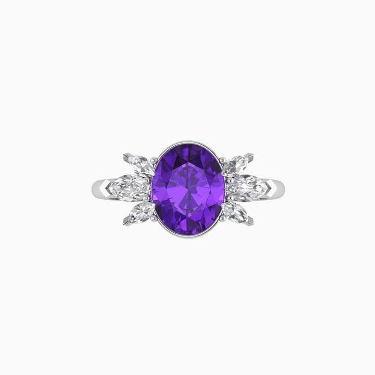 Oval Amethyst with lab diamonds