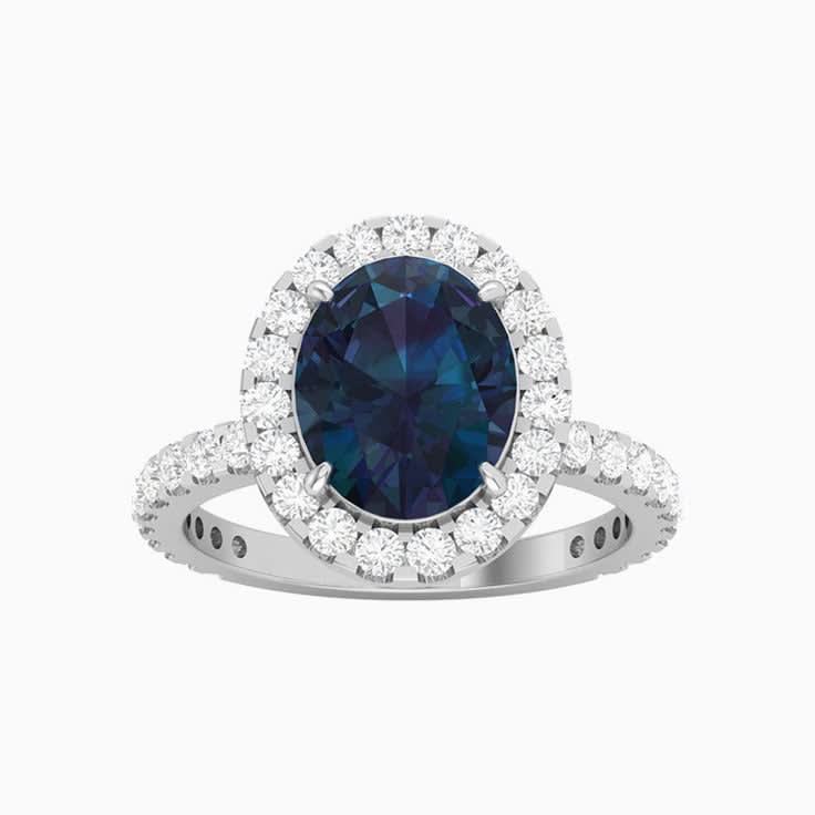 Lab Alexandrite with a Diamond Halo