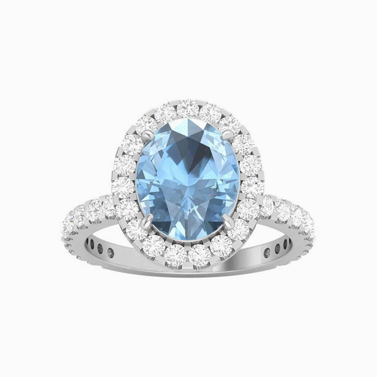 Aquamarine with a Diamond Halo