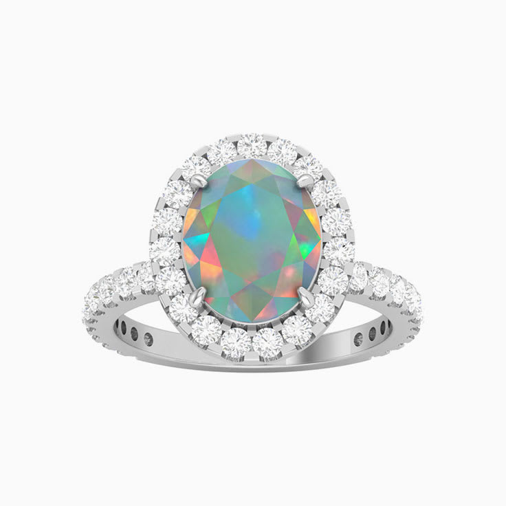 Opal with a Diamond Halo