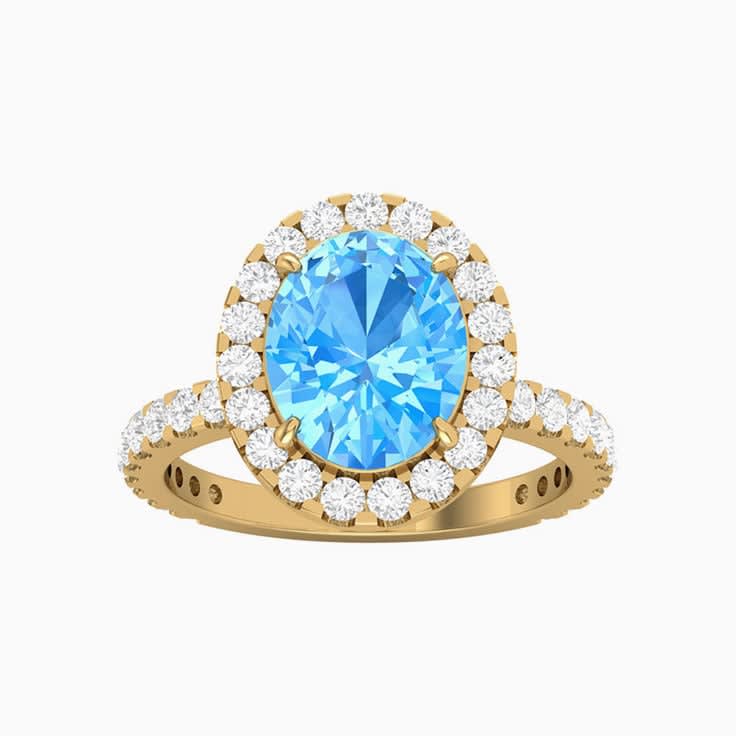 Topaz Blue with a Diamond Halo