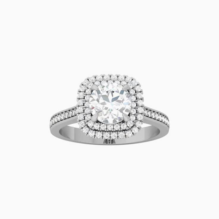 Round Diamond with Double Cushion Halo