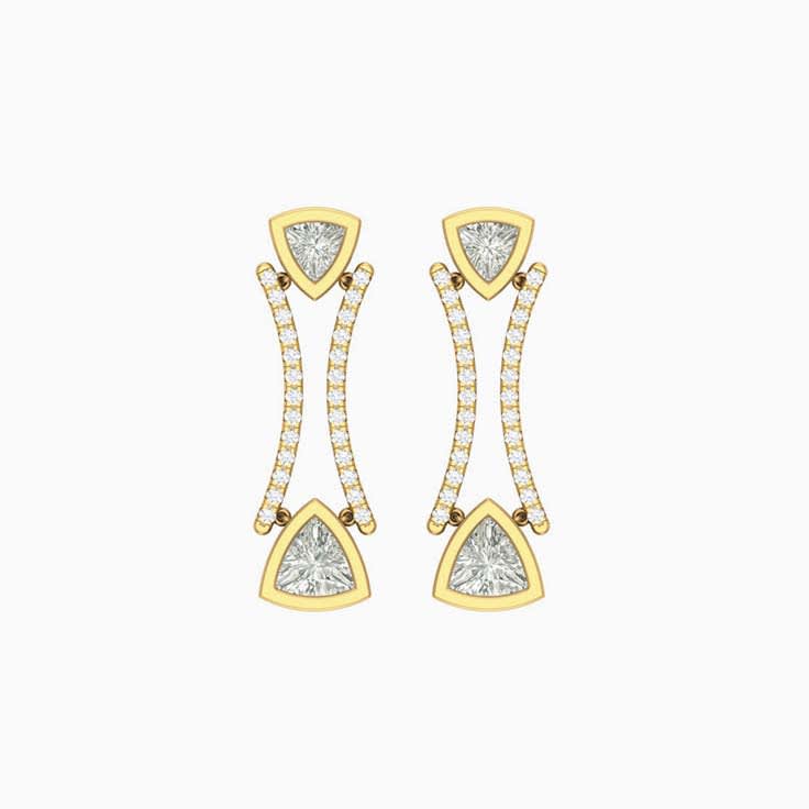 Curved drop Lab diamond earrings