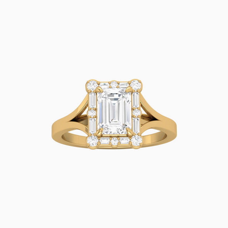 Emerald Halo Ladies Engagement Ring
