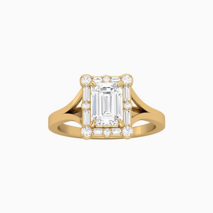 Emerald Halo Ladies Engagement Ring