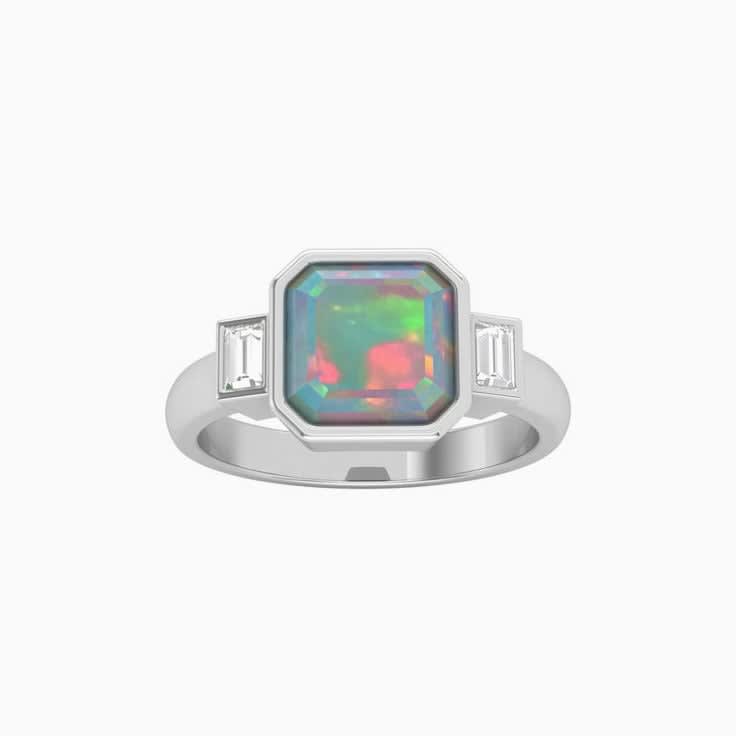 Opal With Baguette Trilogy Ring