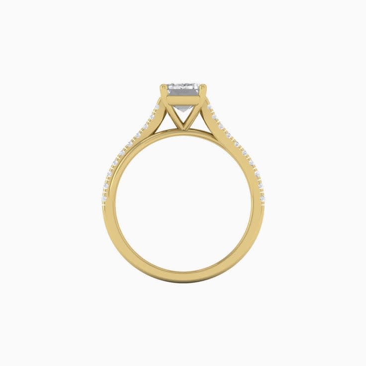 Emerald Mossanite Engagement Ring On A Twisted Band